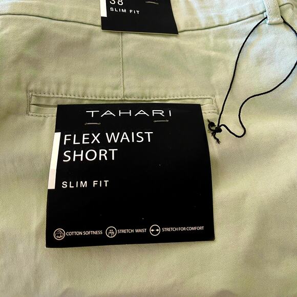 Tahari Men's Flex Waist Slim Fit Stretch 9" Chino Shorts - Mint Green - Size 38 - Picture 4 of 7